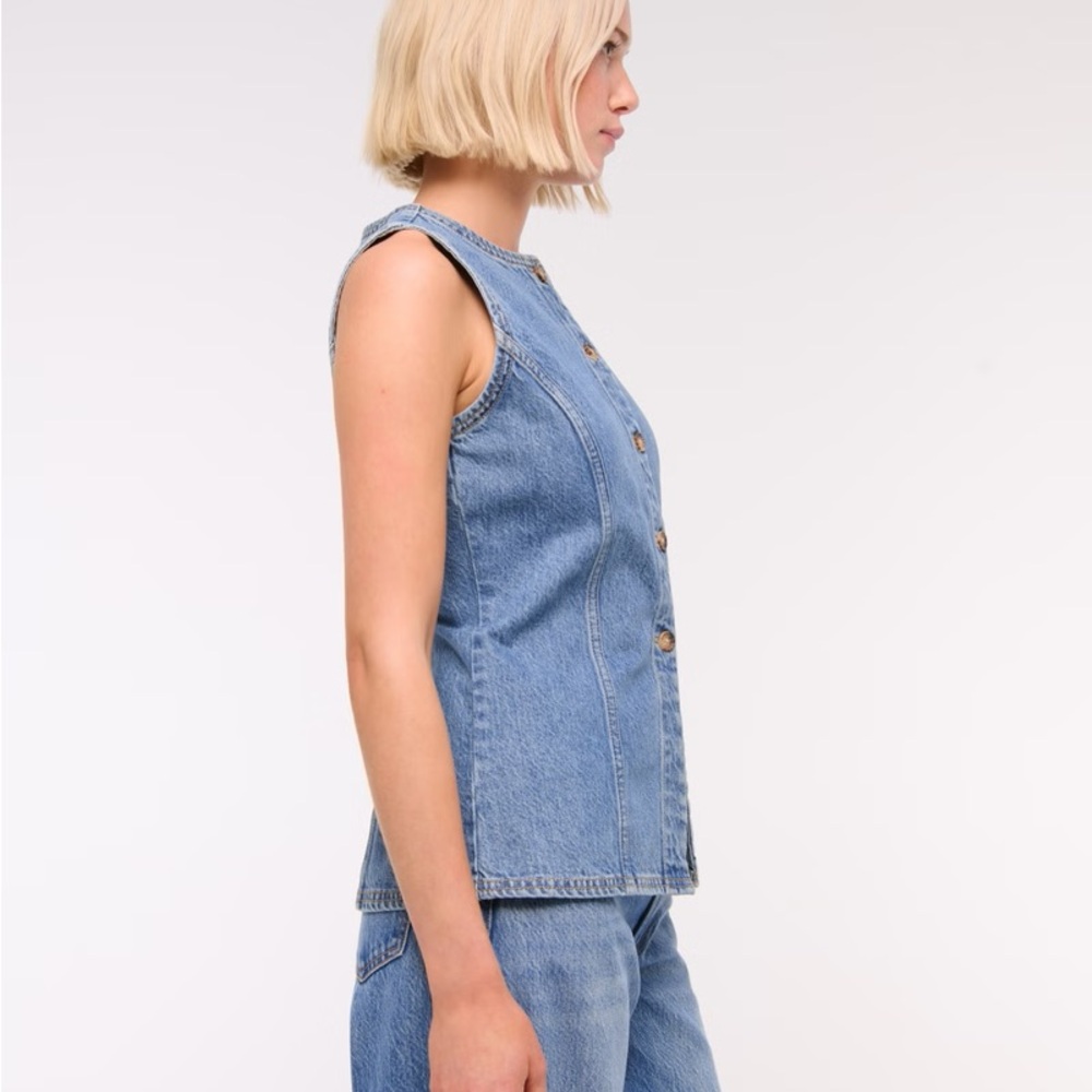 Abercrombie & Fitch Women's Blue Denim Vest, Women’s M - Picture 4 of 7